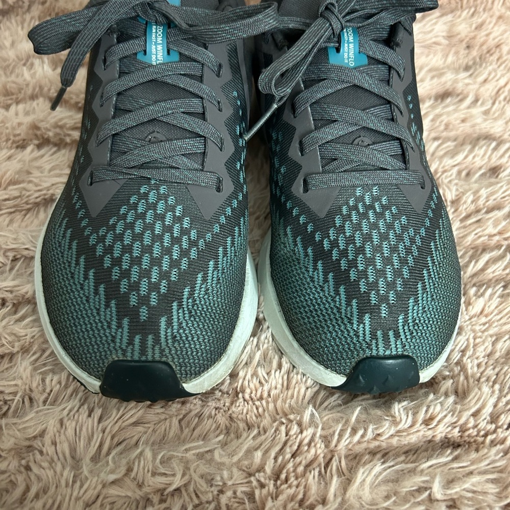Nike Green and Gray Athletic Shoes with Breathable Mesh